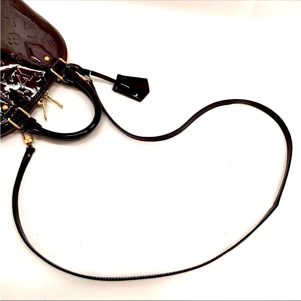 Auth Louis Vuitton Purple Amarante Monogram Vernis Leather BB Alma 2way Satchel - Picture 5 of 8